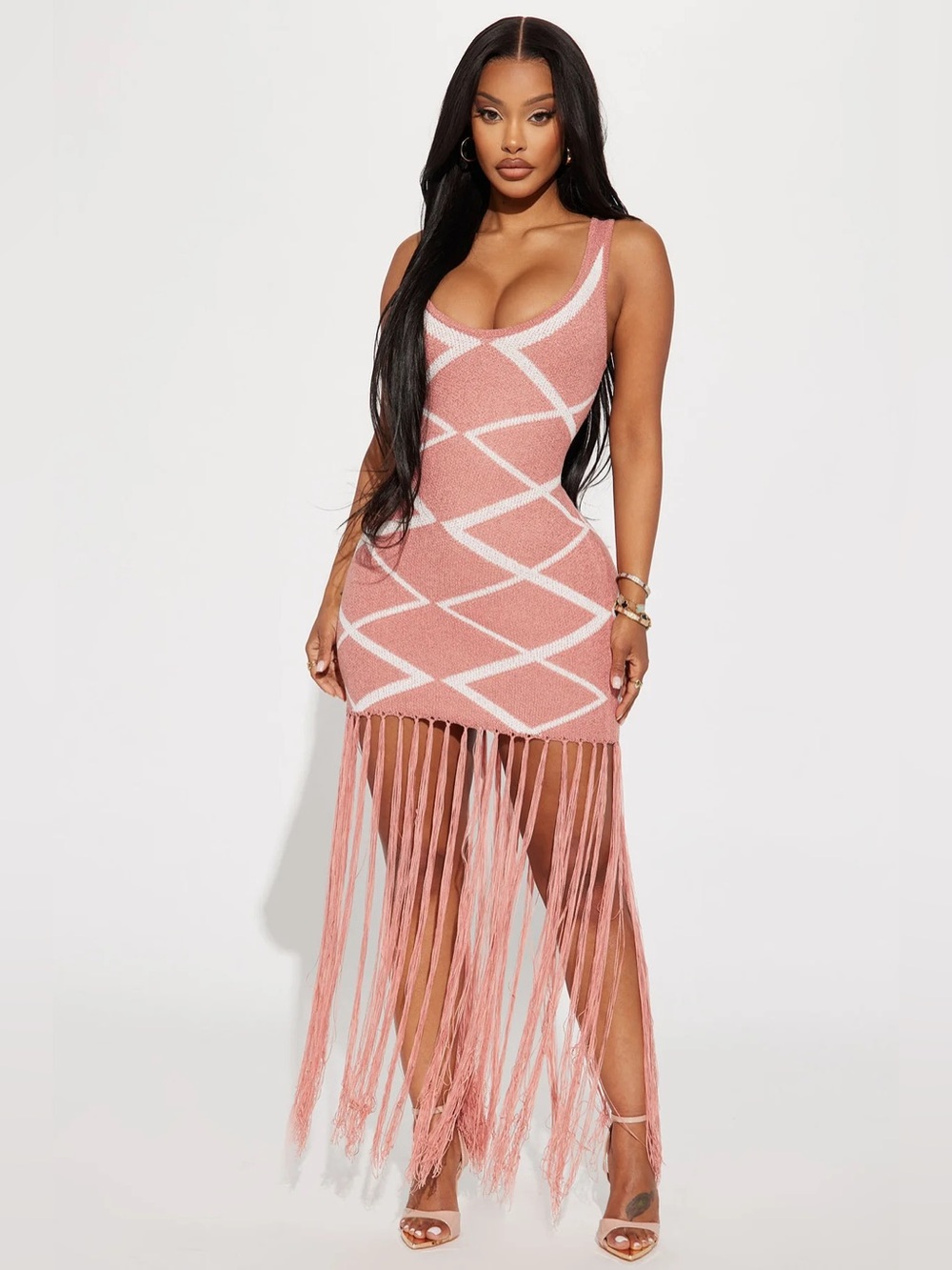 NWOT Fashion Nova Dusty Rose Fringe Mini Dress